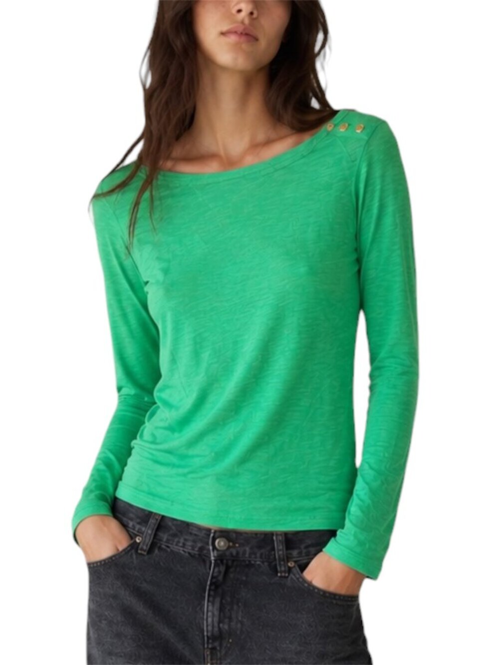 S J.Crew Green Long Sleeve Scoop Neck Tee